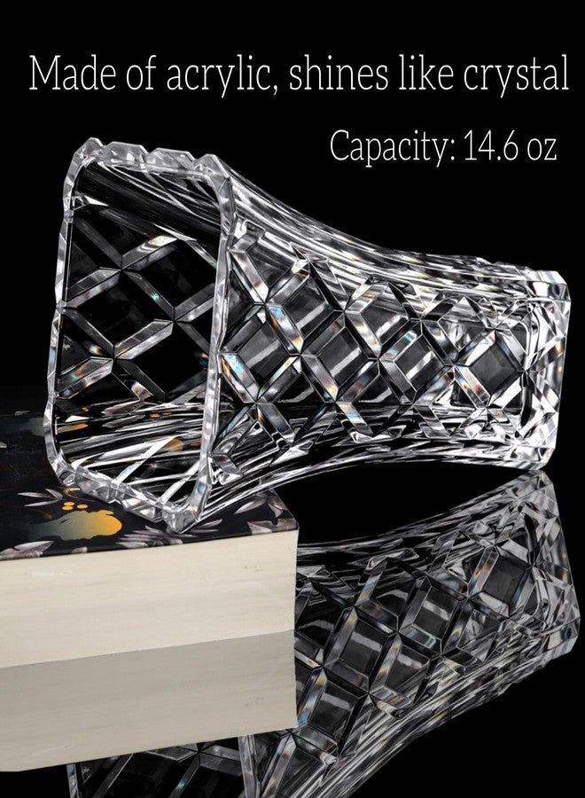 Jowgut Clear Crystal Vase, Decorative Tall Acrylic Flower Vase, 8" Thickened Heavy Design Unbreakable Diamond Pattern Vase for Centerpieces Wedding Party Gift Home Office Decor - Image 5